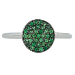 Pave Tsavorite Disc Cluster Illusion Fashion Ring 14 Karat Gold Black Rhodium