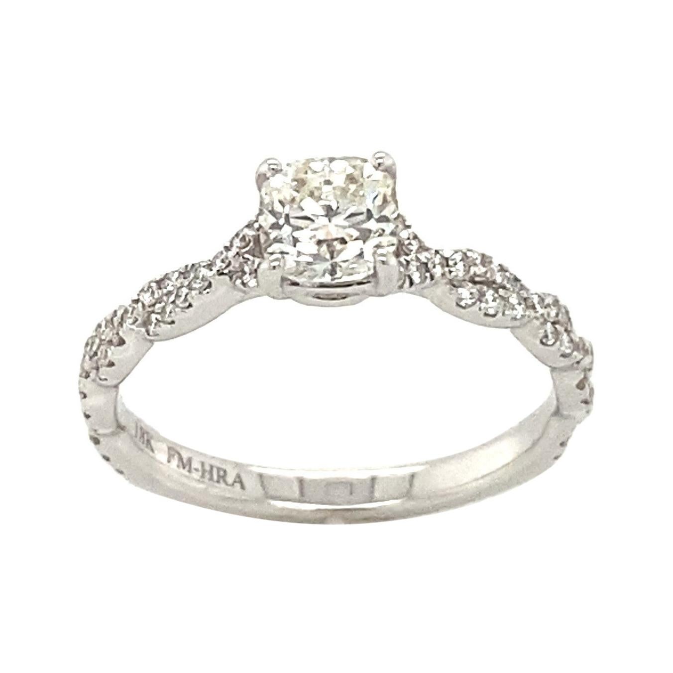 Pave Twist Solitaire Engagement Ring with Forevermark Diamond For Sale