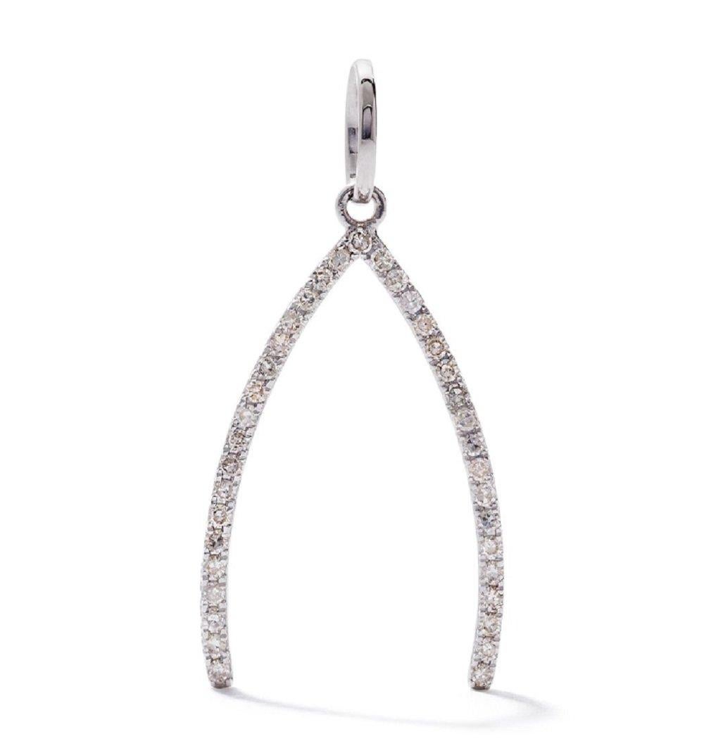 Classic with a rockstar edge, you'll love this necklace from our Ilrey collection.

Our rounded V pendant necklace is crafted in 18k white gold and detailed with pave diamonds. Matched with a fine 18k guitar charm with single diamond centre, this