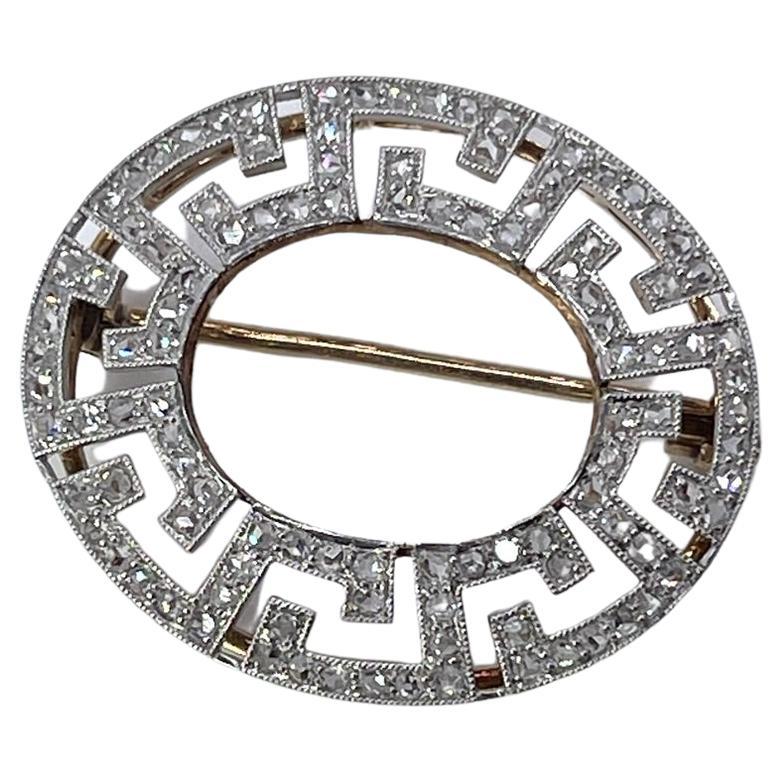Pave Vintage Brooch Art Deco Style Brooch 14kt White Gold 0.45ct Natural Diamond For Sale