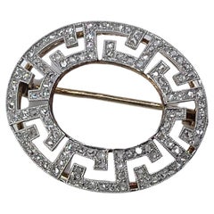 Pave Vintage Brooch Art Deco Style Brooch 14kt White Gold 0.45ct Natural Diamond