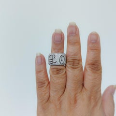 Pave White Diamond "Love You" Wide Band in 18K White Gold