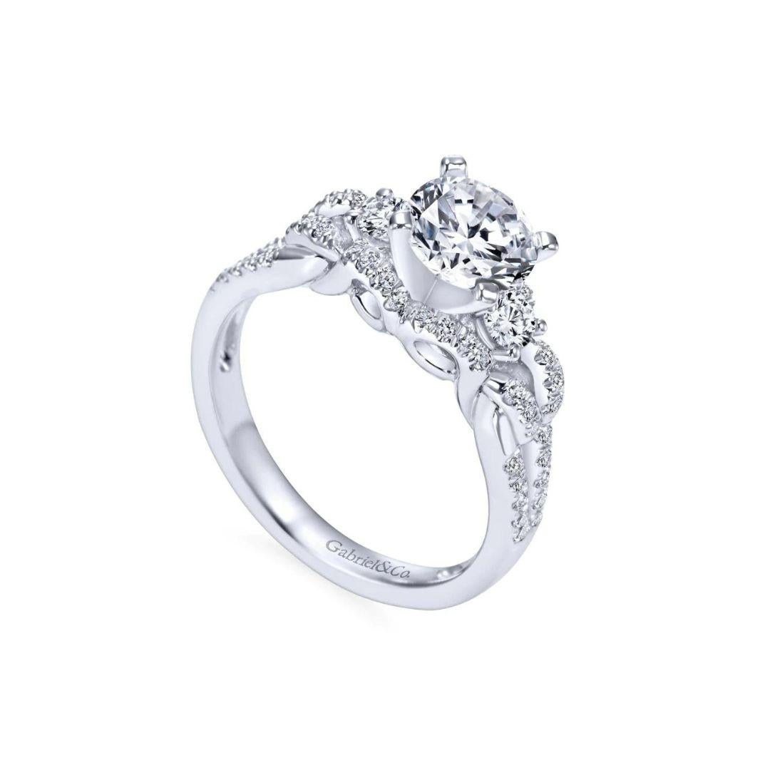 Round Cut Pave White Gold Diamond Engagement Mounting For Sale