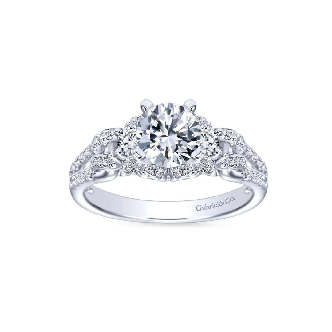 Pave White Gold Diamond Engagement Mounting In New Condition For Sale In Stamford, CT