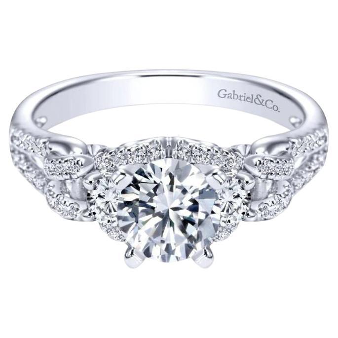 Pave White Gold Diamond Engagement Mounting For Sale
