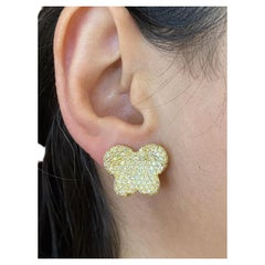Pavé Yellow Diamond Butterfly Earrings 3.35 carat total in 18k Yellow Gold