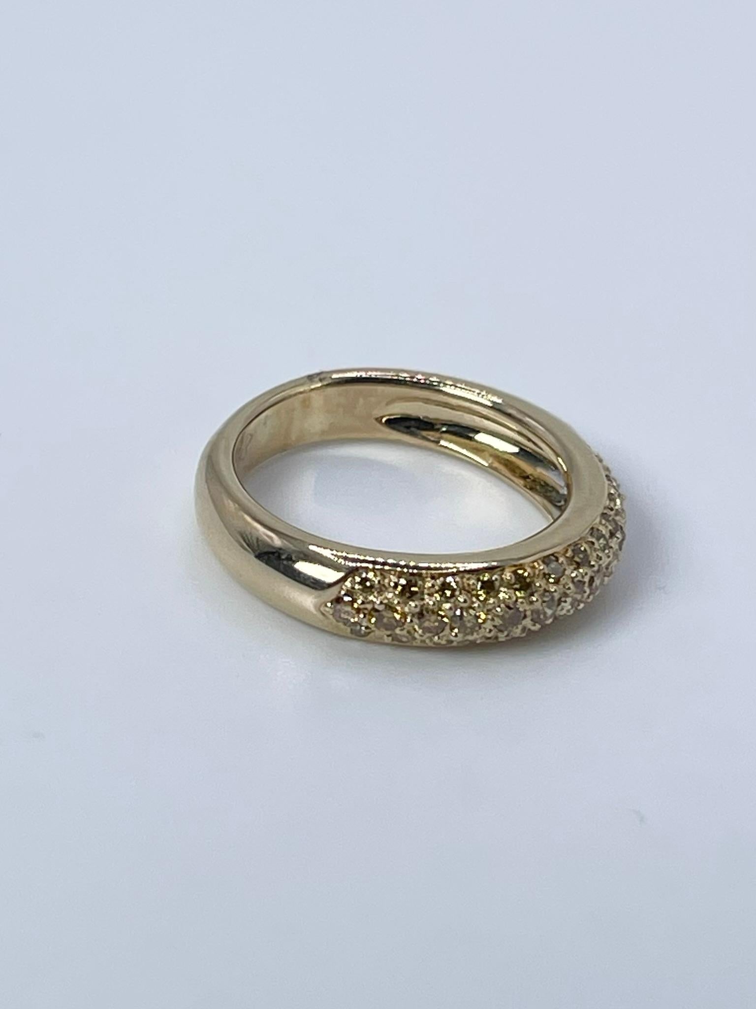 Round Cut Pave Yellow Diamond Ring 18KT 0.60ct Fancy Yellow Diamond Band Marriage Wedding For Sale