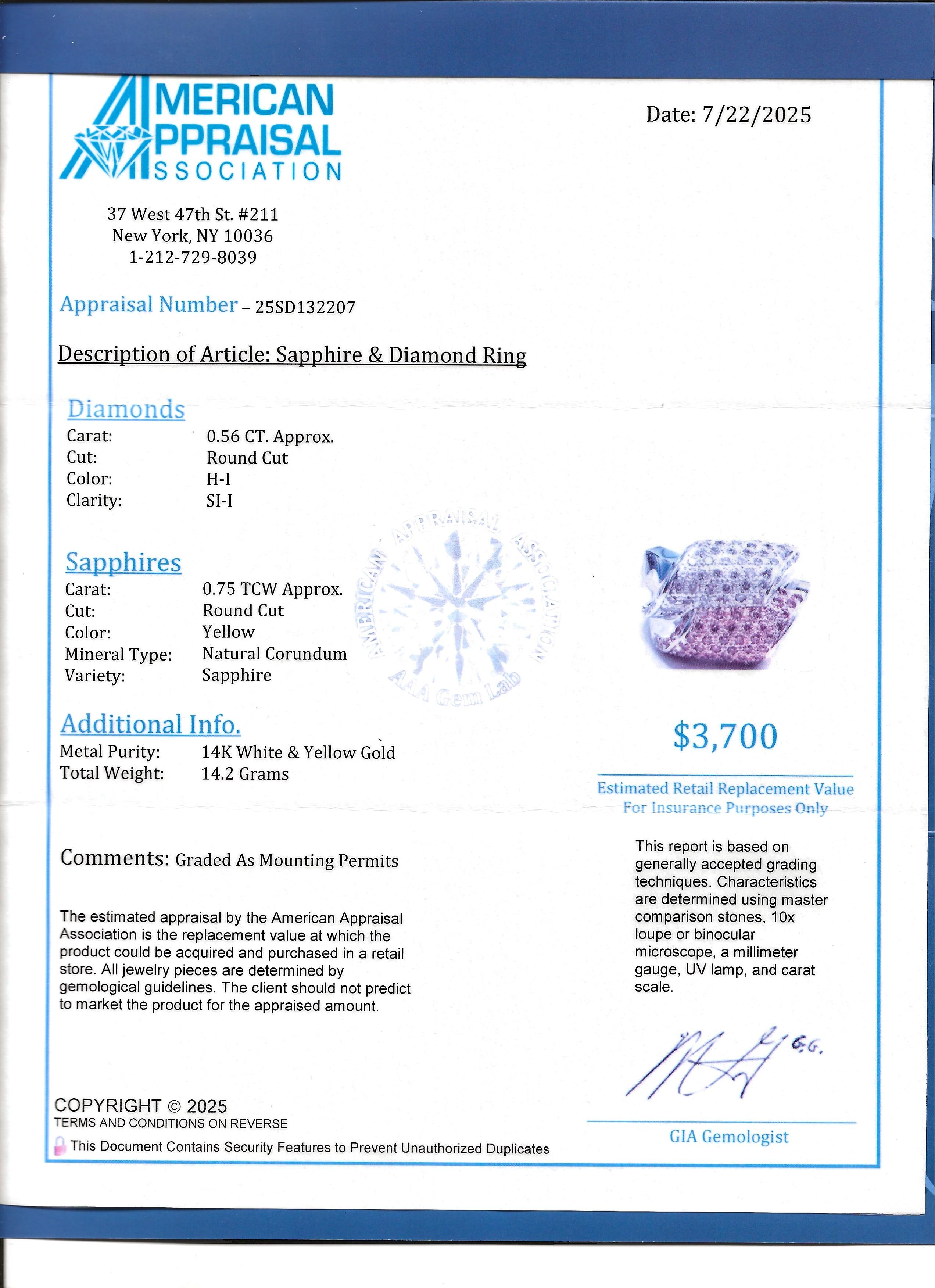 Gestapelter Statement-Ring mit Pavé aus gelbem Saphir und Diamant aus zweifarbigem 14-karätigem Gold im Angebot 8