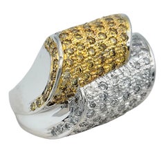 Pavé Yellow Sapphire & Diamond Stacked Statement Ring in Two-Tone 14 Karat Gold