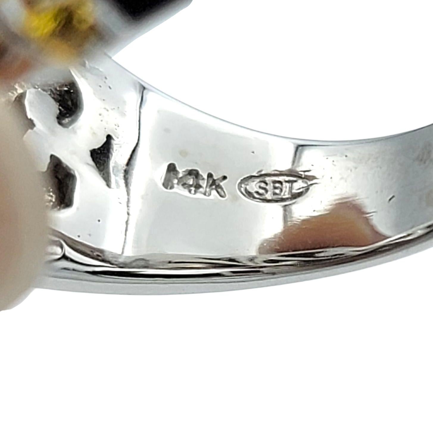 Gestapelter Statement-Ring mit Pavé aus gelbem Saphir und Diamant aus zweifarbigem 14-karätigem Gold im Angebot 3