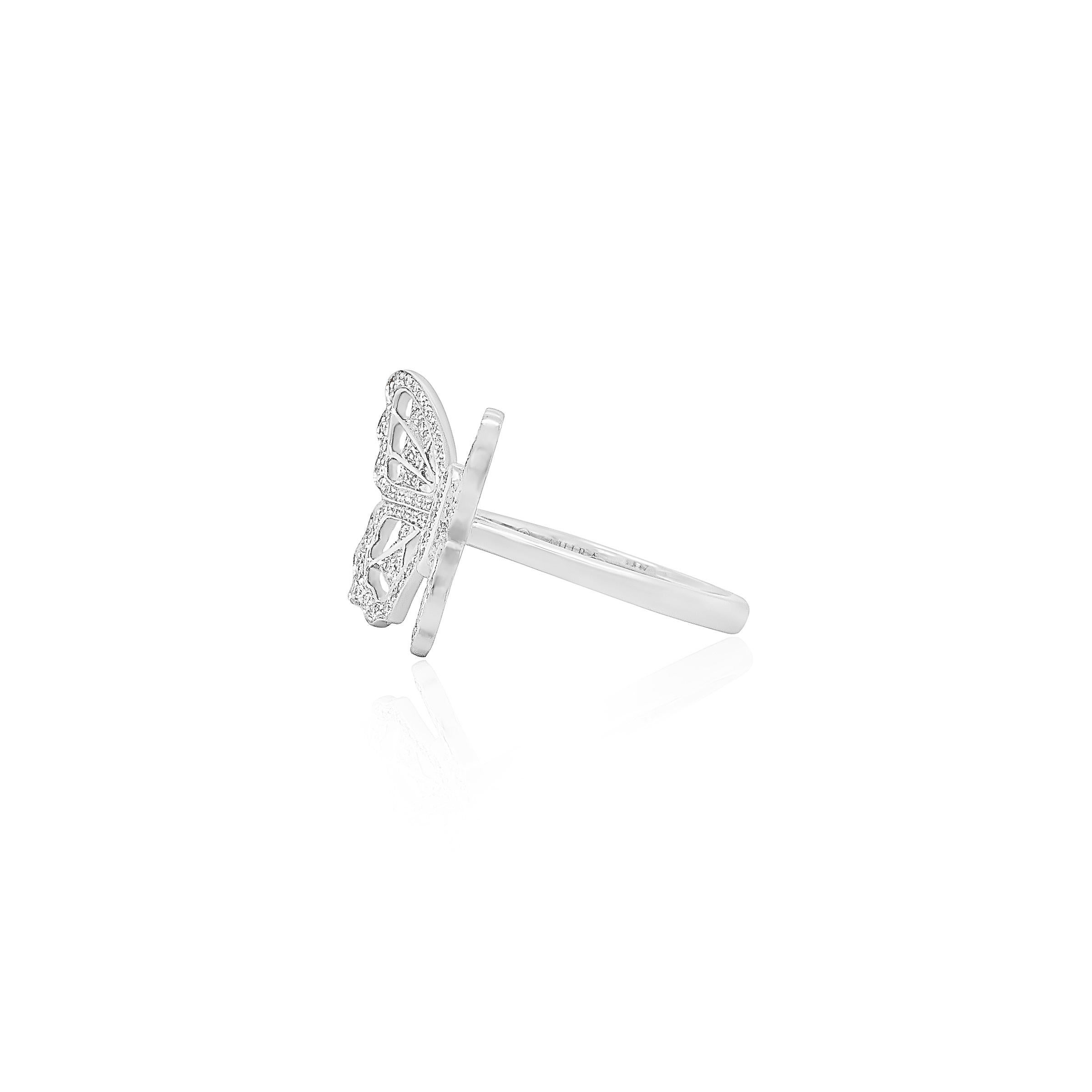 Butterly-Ring aus 18 Karat Weißgold mit Pave'd-Diamant (Moderne) im Angebot