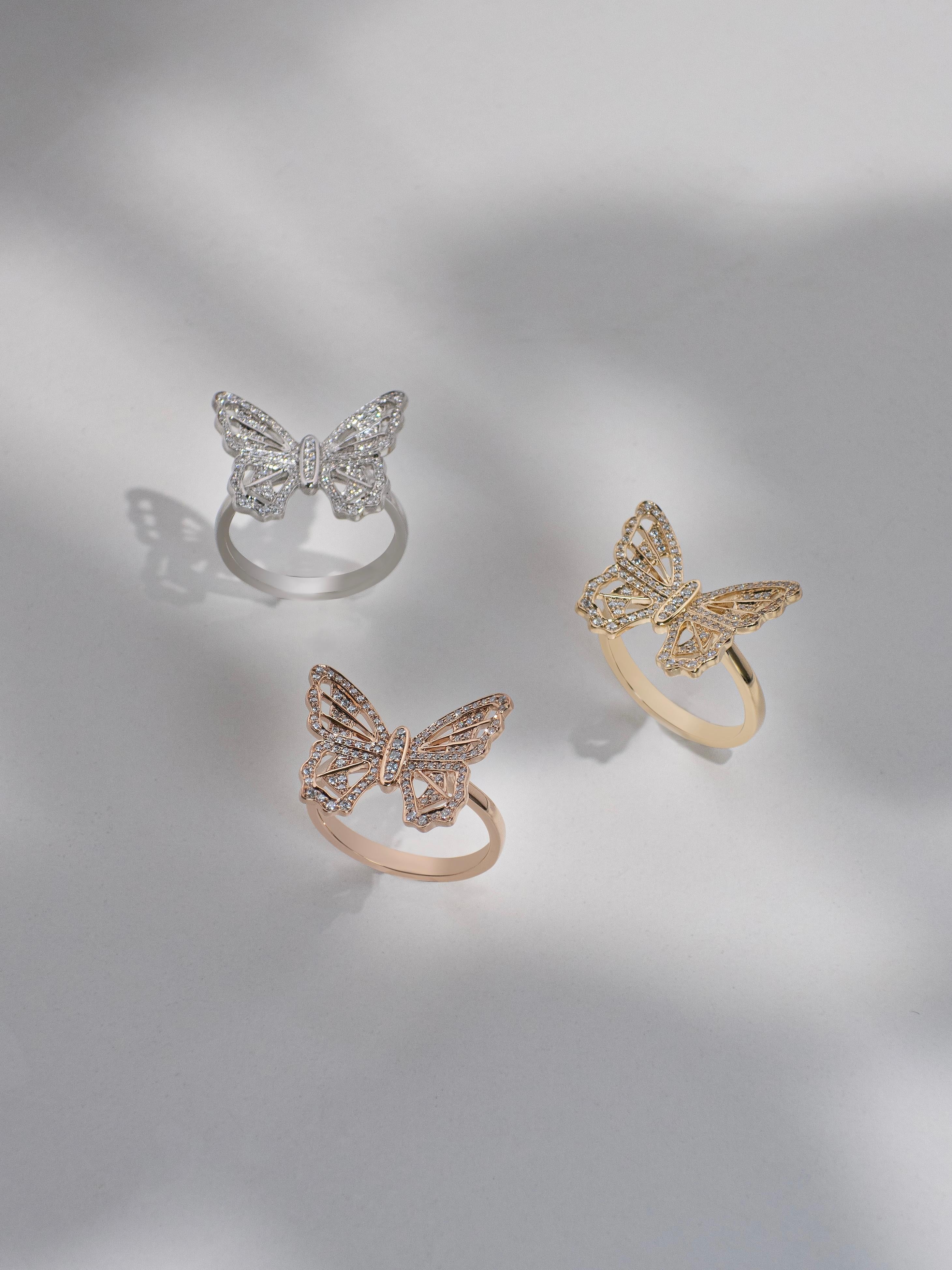Butterly-Ring aus 18 Karat Weißgold mit Pave'd-Diamant für Damen oder Herren im Angebot