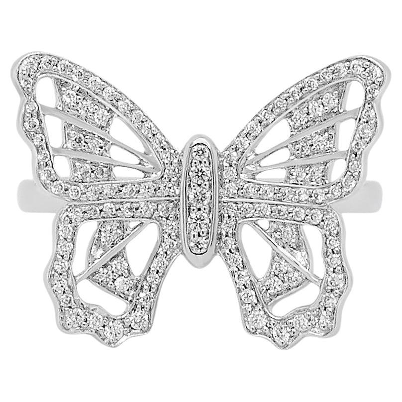 Anillo Butterly de Diamantes Pavé en Oro Blanco de 18k