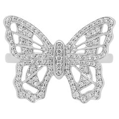 Anillo Butterly de Diamantes Pavé en Oro Blanco de 18k