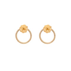 Pave'd Diamond Circle Earrings in 18 Karat Yellow Gold