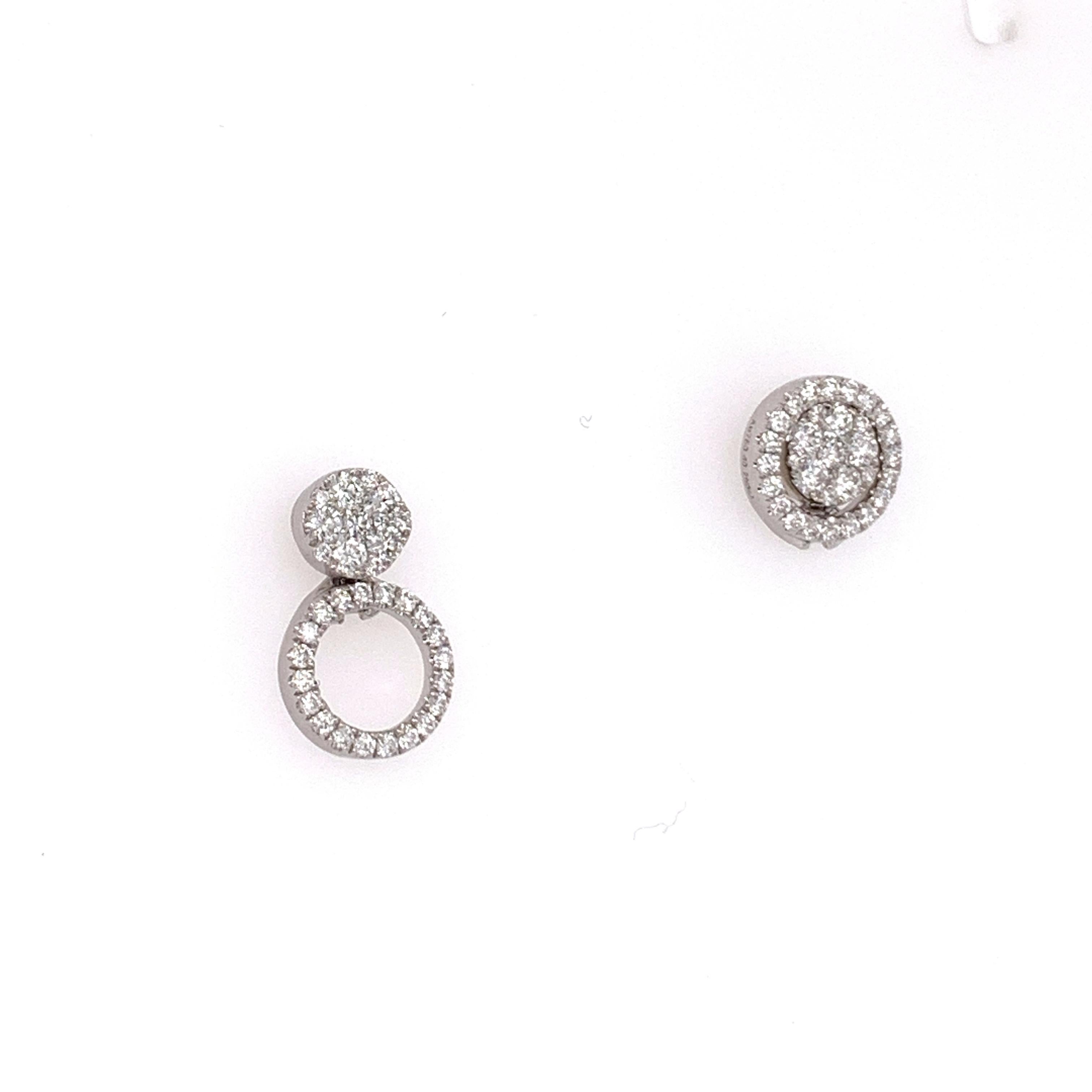 Brilliant Cut Pavee Diamond Studs / Hoop Convertibles