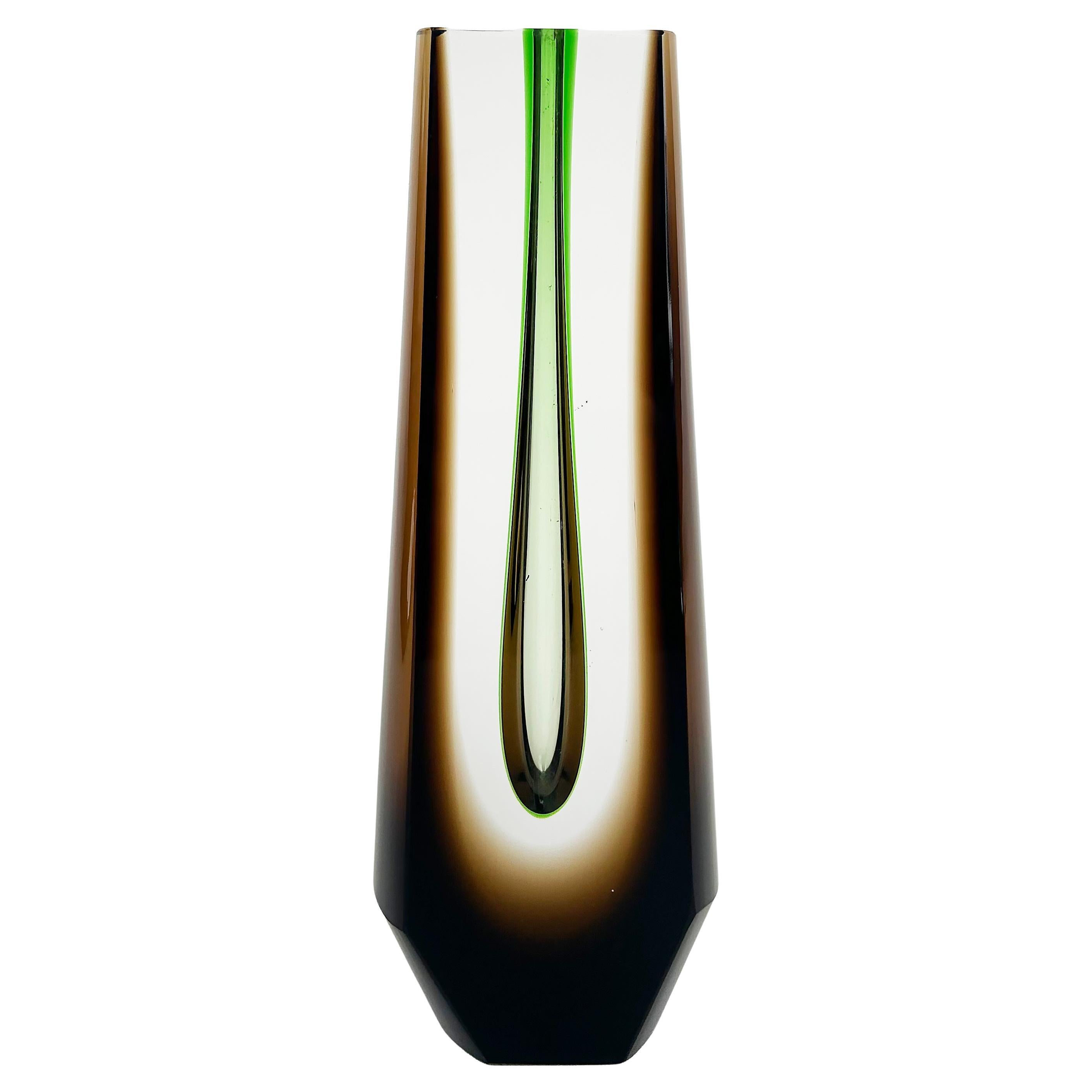 Pavel Hlava Exbor Sommerso Czech Art Glass Bud Vase. 1960s