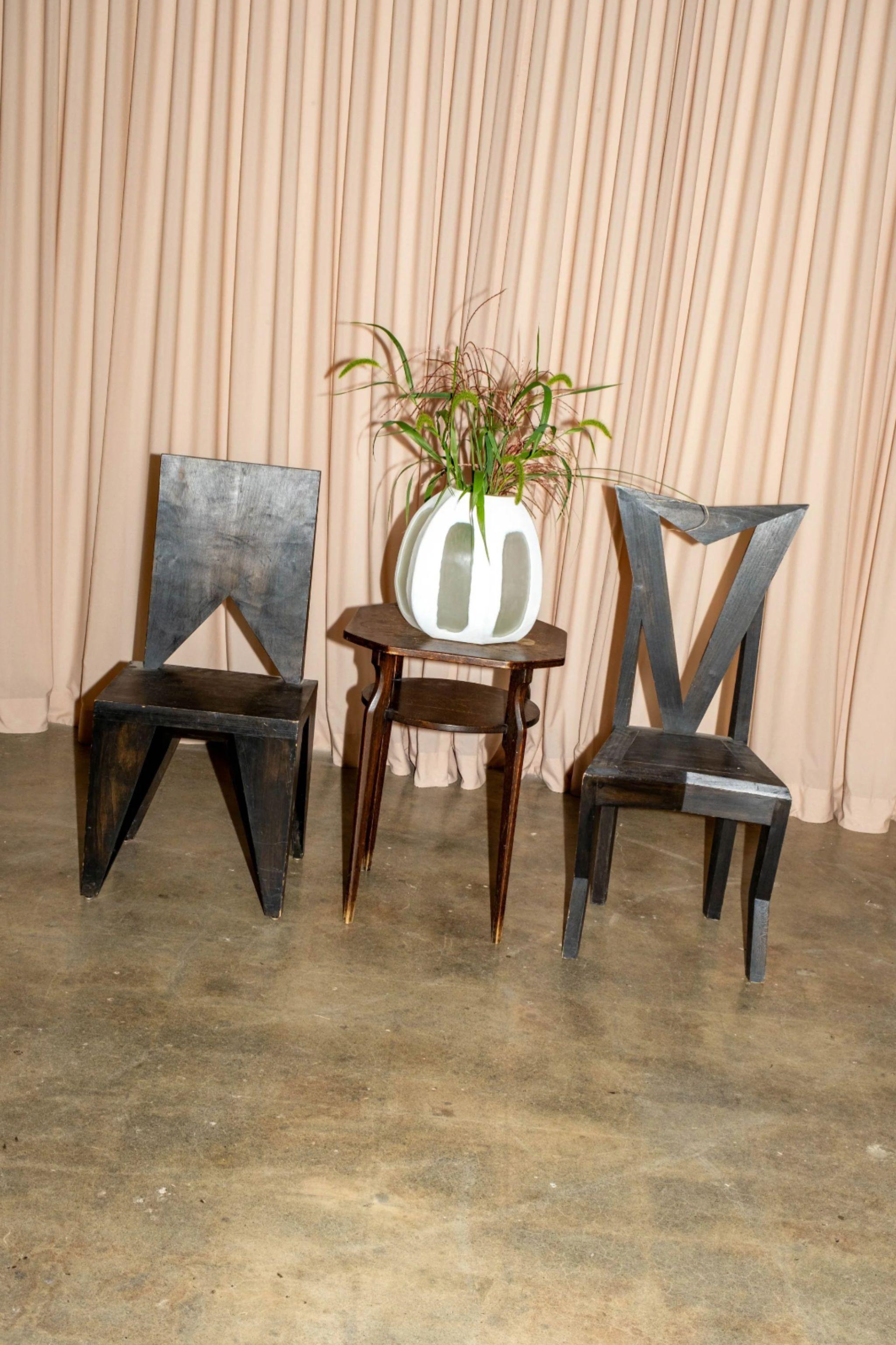 De Stijl Pavel Janák Chaise cubiste en Wood, dossier plat en vente