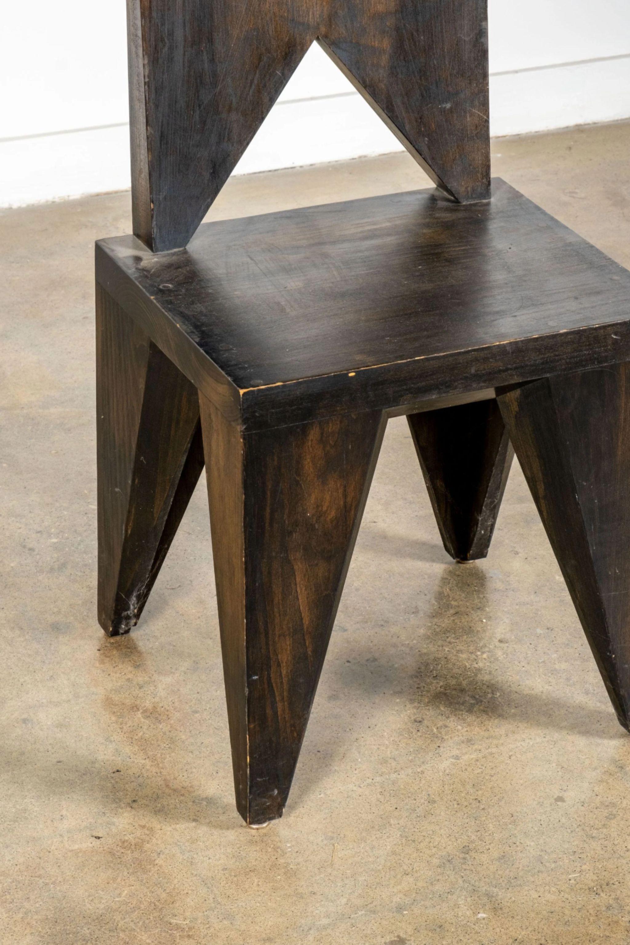 Pavel Janák Chaise cubiste en Wood, dossier plat en vente 1