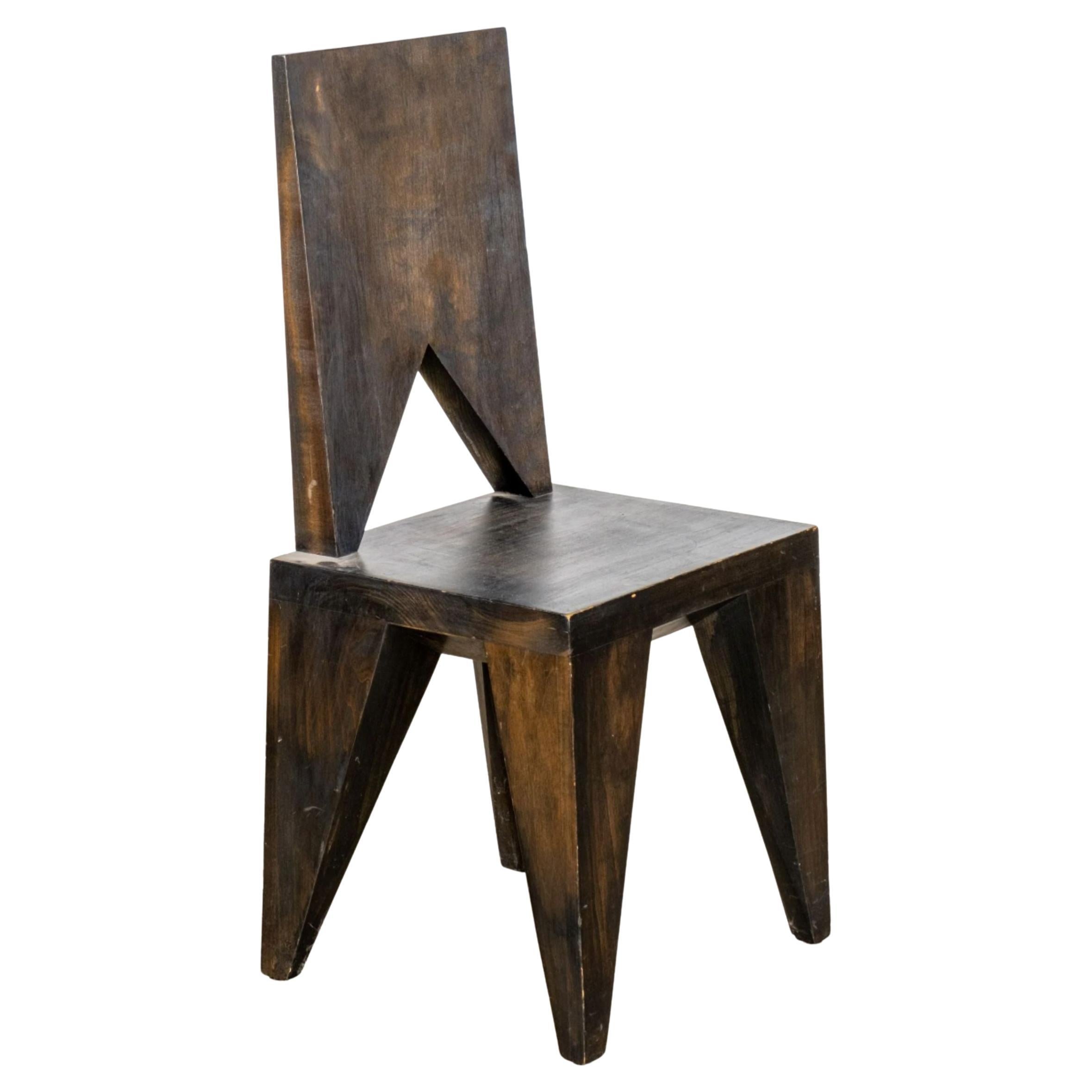 Pavel Janák Cubist Wood Chair, Flat Back