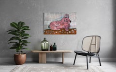 Peinture expressionniste originale de lapin psychédélique
