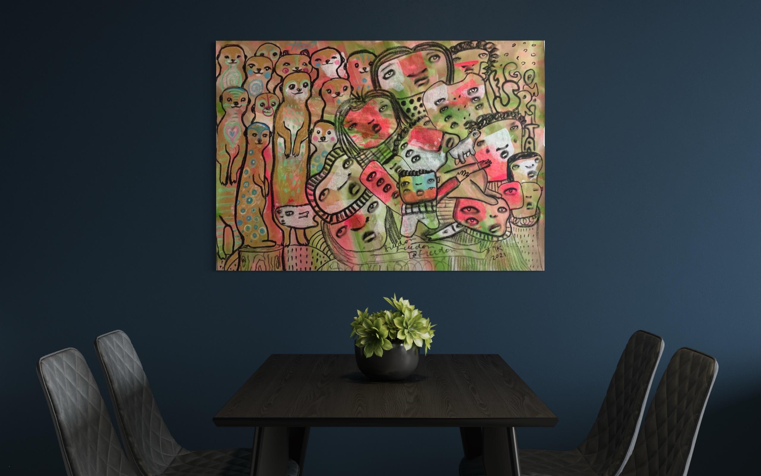 Paul Reeves - Colorful Abstract Landscape Painting of Balloons For Sale ...