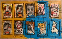 Portrairs jaunes et bleus - Lot de 2