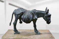Asino - Scultura figurativa animalista in bronzo con patina scura