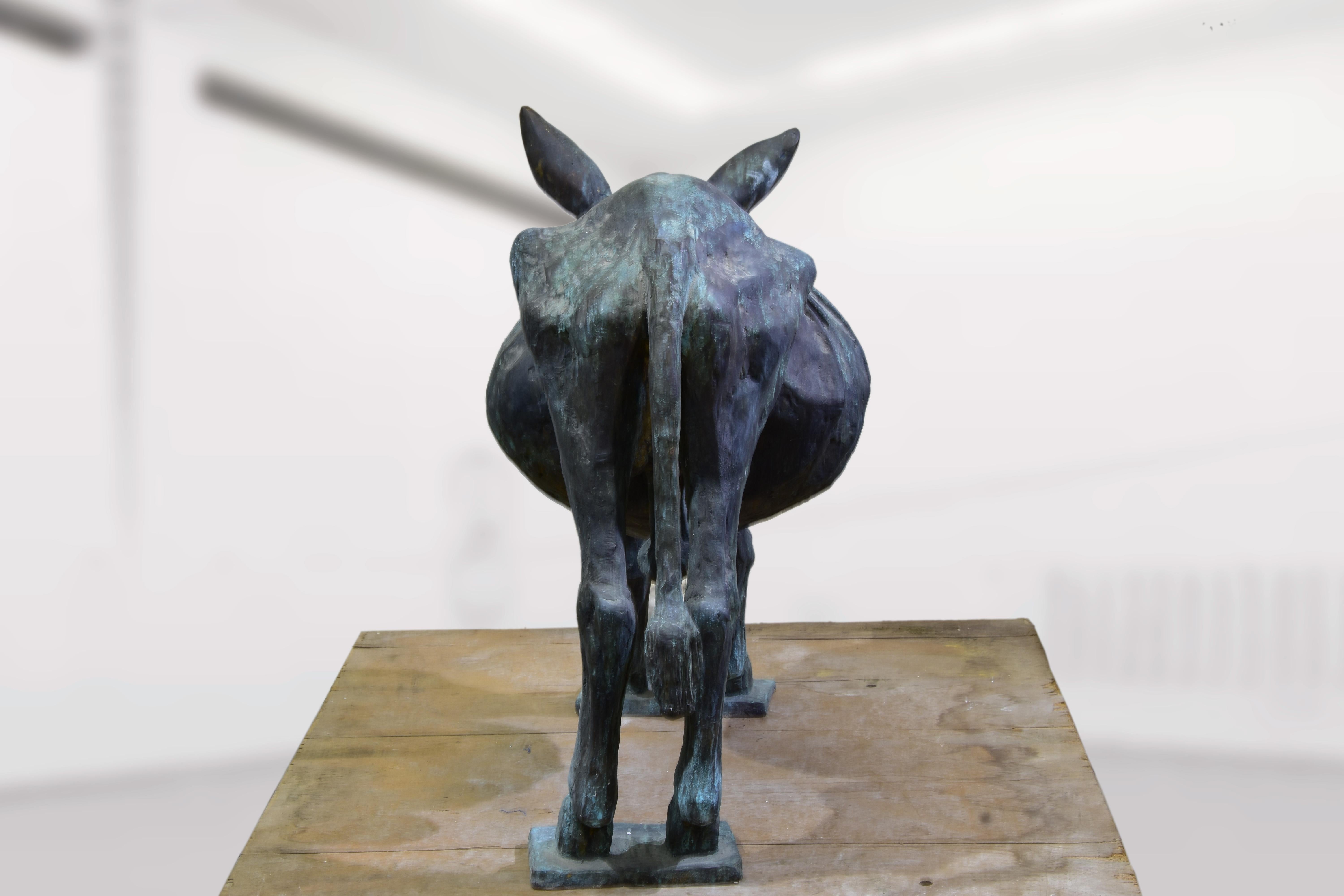 Donkey - Figurative Animalistic Sculpture Bronze Patina Dark - Gold Figurative Sculpture by Pavel Quoytcheff