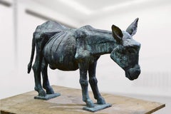 Donkey - Figurative Animalistic Sculpture Bronze Patina Dark