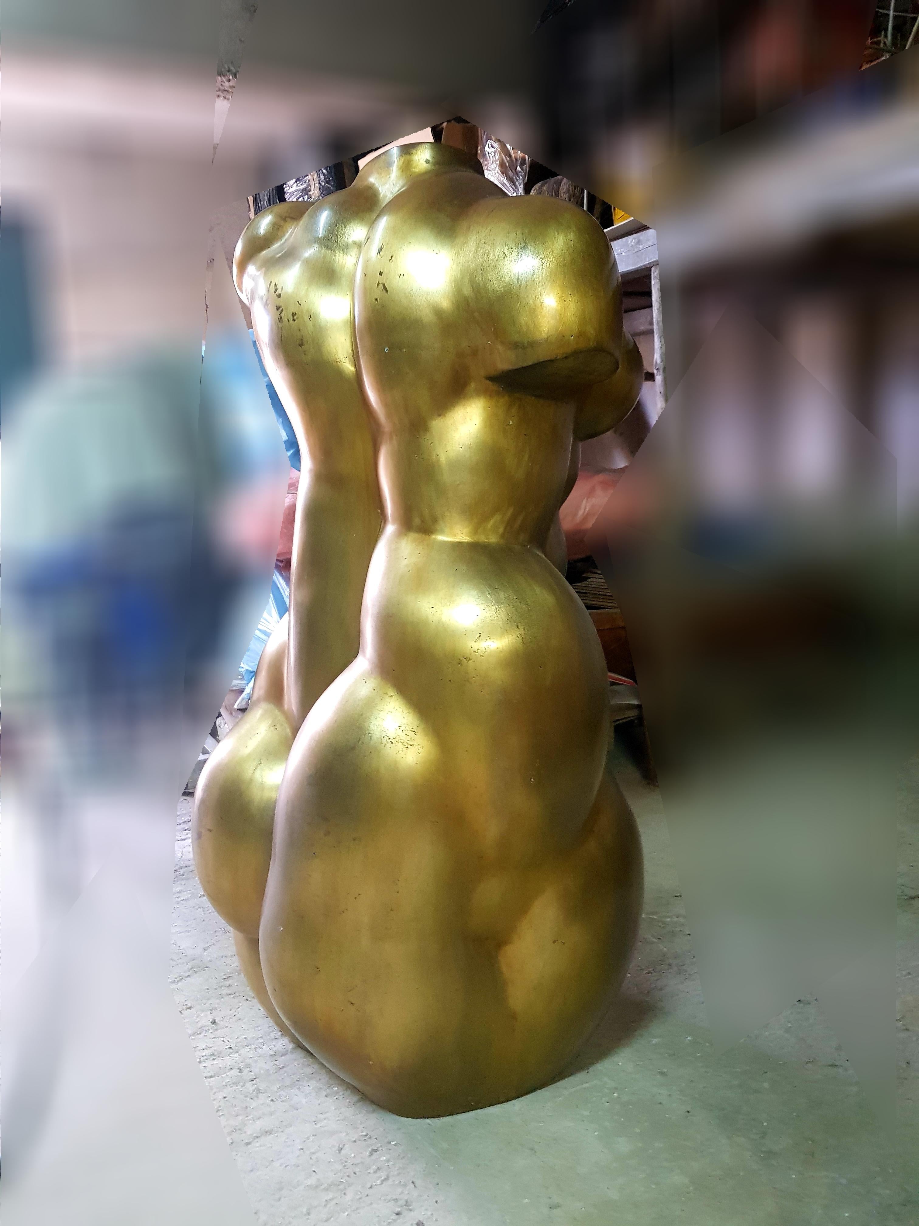 Female Torso - Woman's Figurative Monumental Sculpture Polished Bronze  - Gold Figurative Sculpture by Pavel Quoytcheff