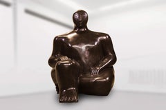 Seated Woman With Folded Leg - Figurative Sculpture Dark Bronze Patina