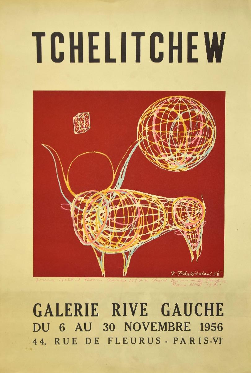 Pavel Tchelitchew Abstract Print - Tchelitchew Exhibition Galerie Rive Gauche - Vintage Offset and Lithograph 1956