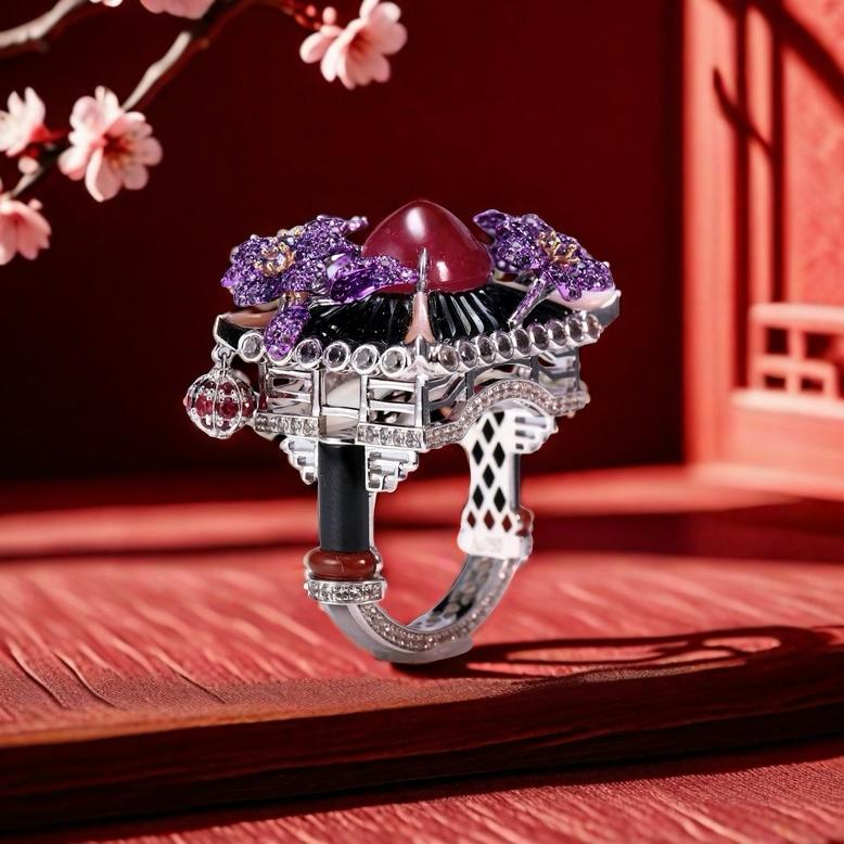 Pavilion Luxury Ring High End 6.67ct Ruby Unheat Burma Unique jewelry 18K Gold For Sale 6