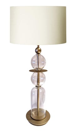 Pavilion Table Lamp with Clear Blown Glass elements & Matt Gold finished Brass