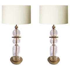 Pavilion Table Lamp with Clear Blown Glass elements & Matt Gold finished Brass