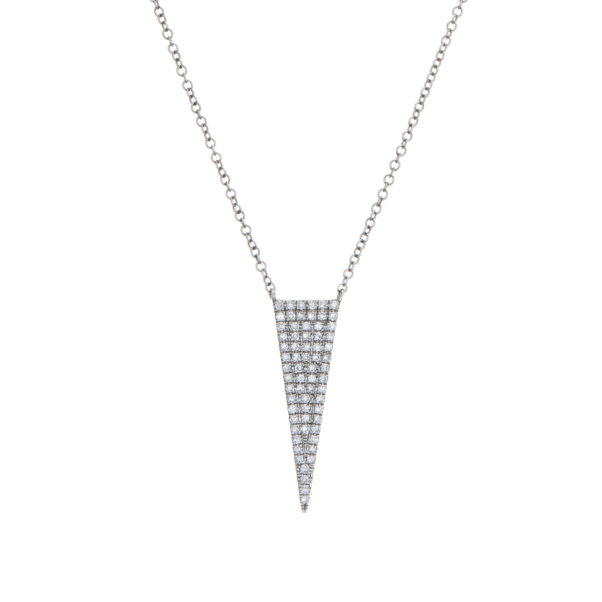 Round Cut Pavite Gold Adjustable Length Jewelry e Diamond Spike Necklace Pendant 14k Wh For Sale