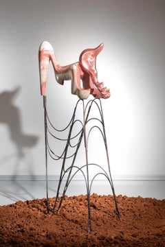 Communion I by Pavlína Kvita - Contemporary sculpture, red, white, steel