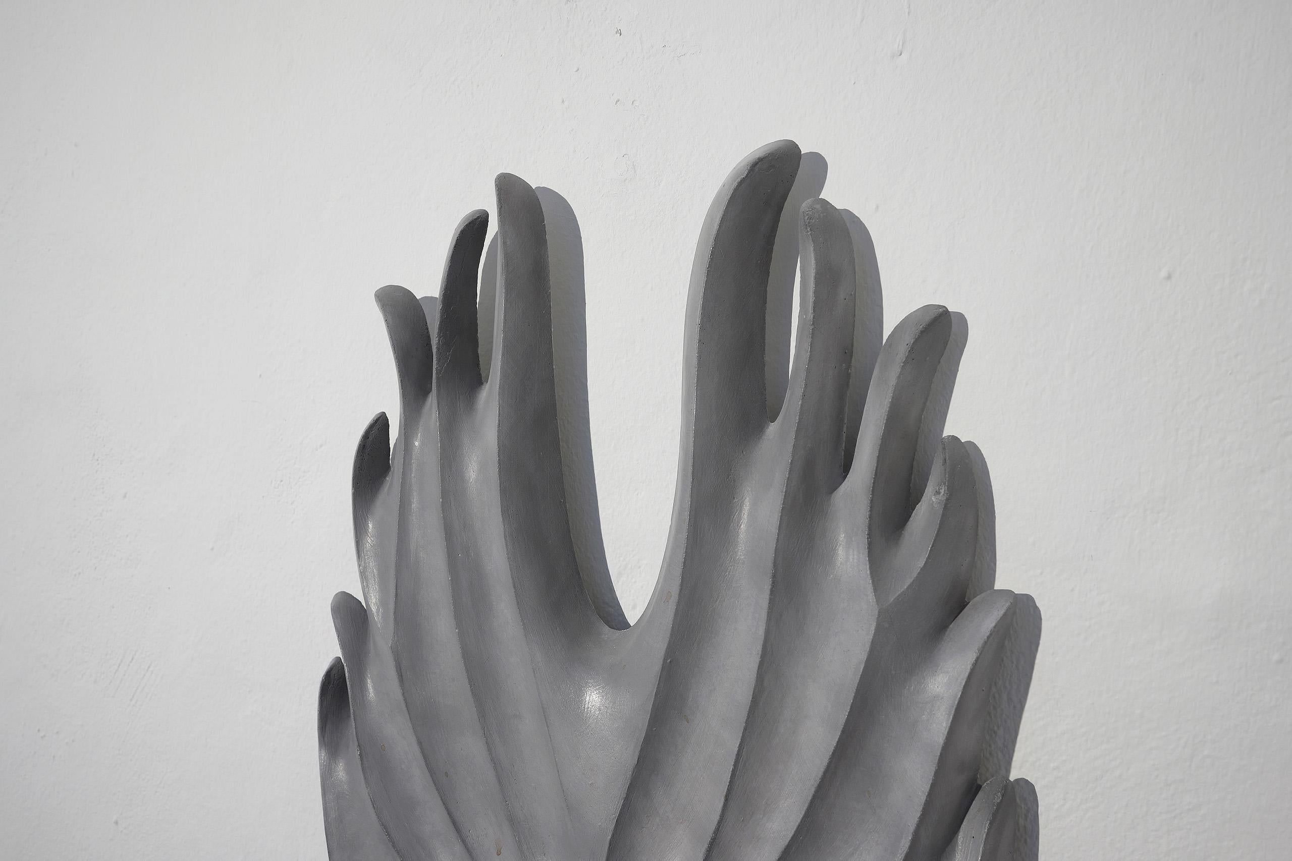 Mask I by Pavlína Kvita - Contemporary wall sculpture, futuristic figure, grey For Sale 2