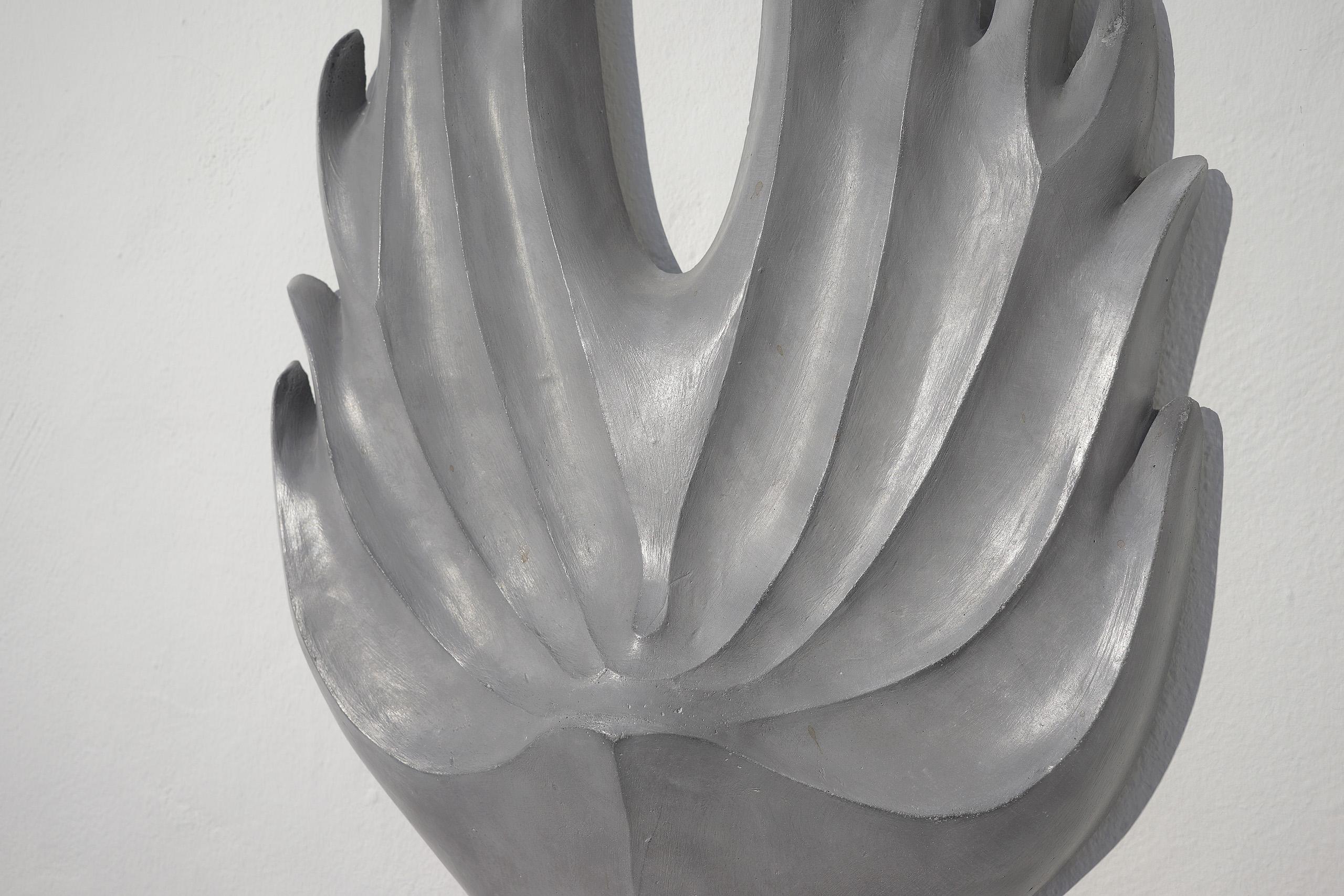 Mask I by Pavlína Kvita - Contemporary wall sculpture, futuristic figure, grey For Sale 3