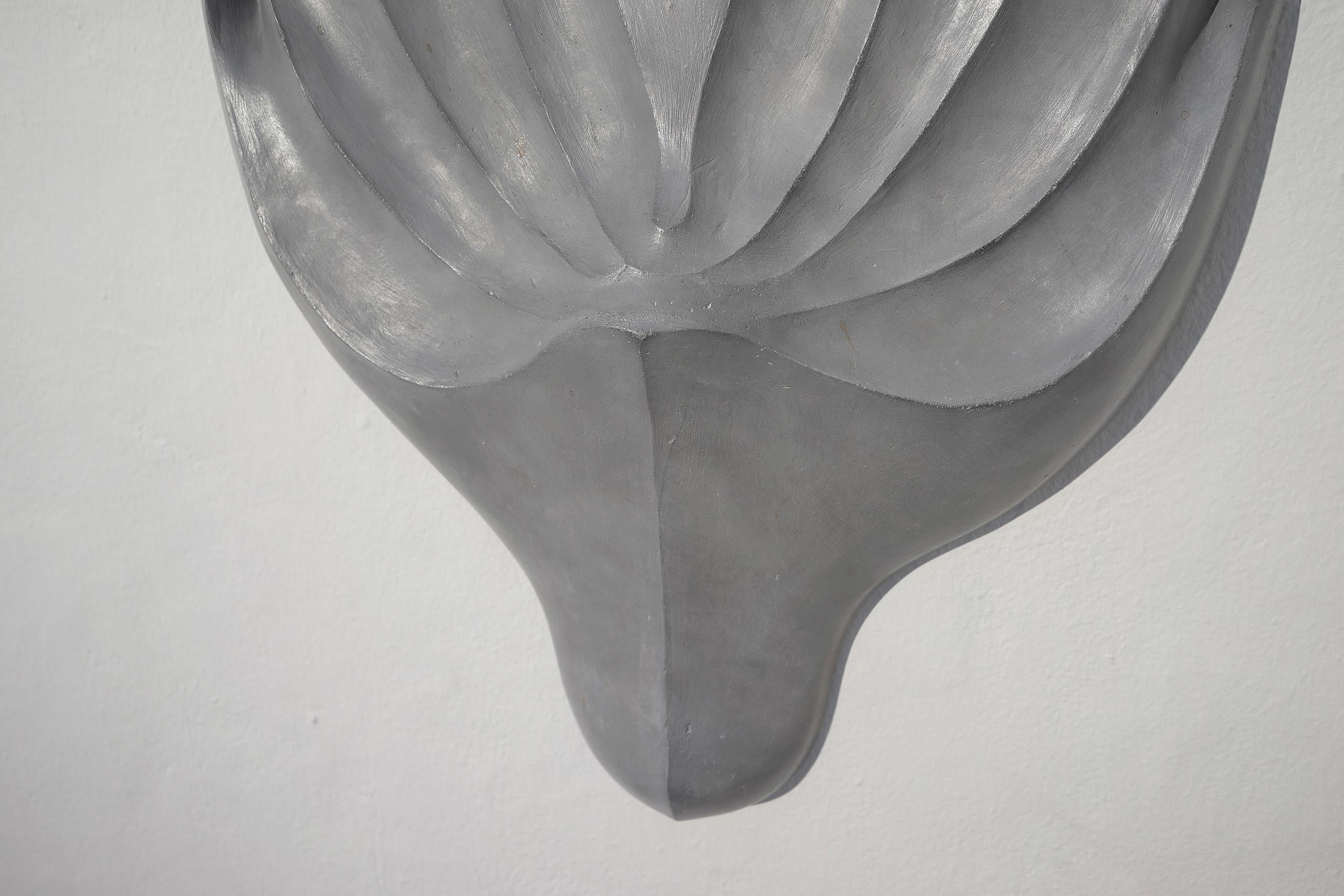 Mask I by Pavlína Kvita - Contemporary wall sculpture, futuristic figure, grey For Sale 5