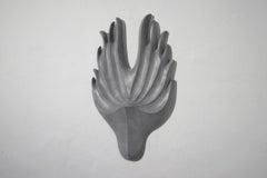 Used Mask I by Pavlína Kvita - Contemporary wall sculpture, futuristic figure, grey