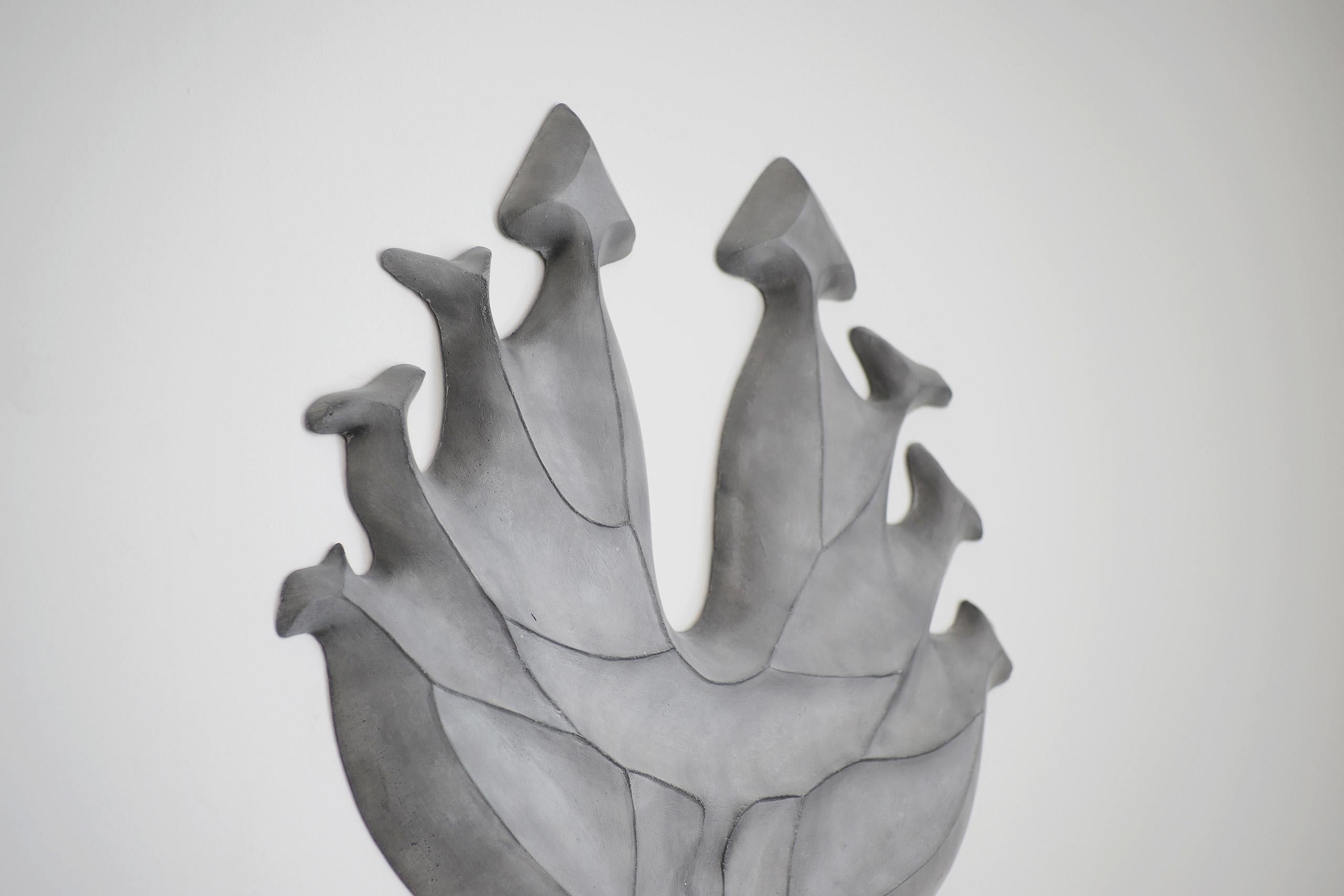 Mask II by Pavlína Kvita - Contemporary wall sculpture, futuristic figure, grey For Sale 2