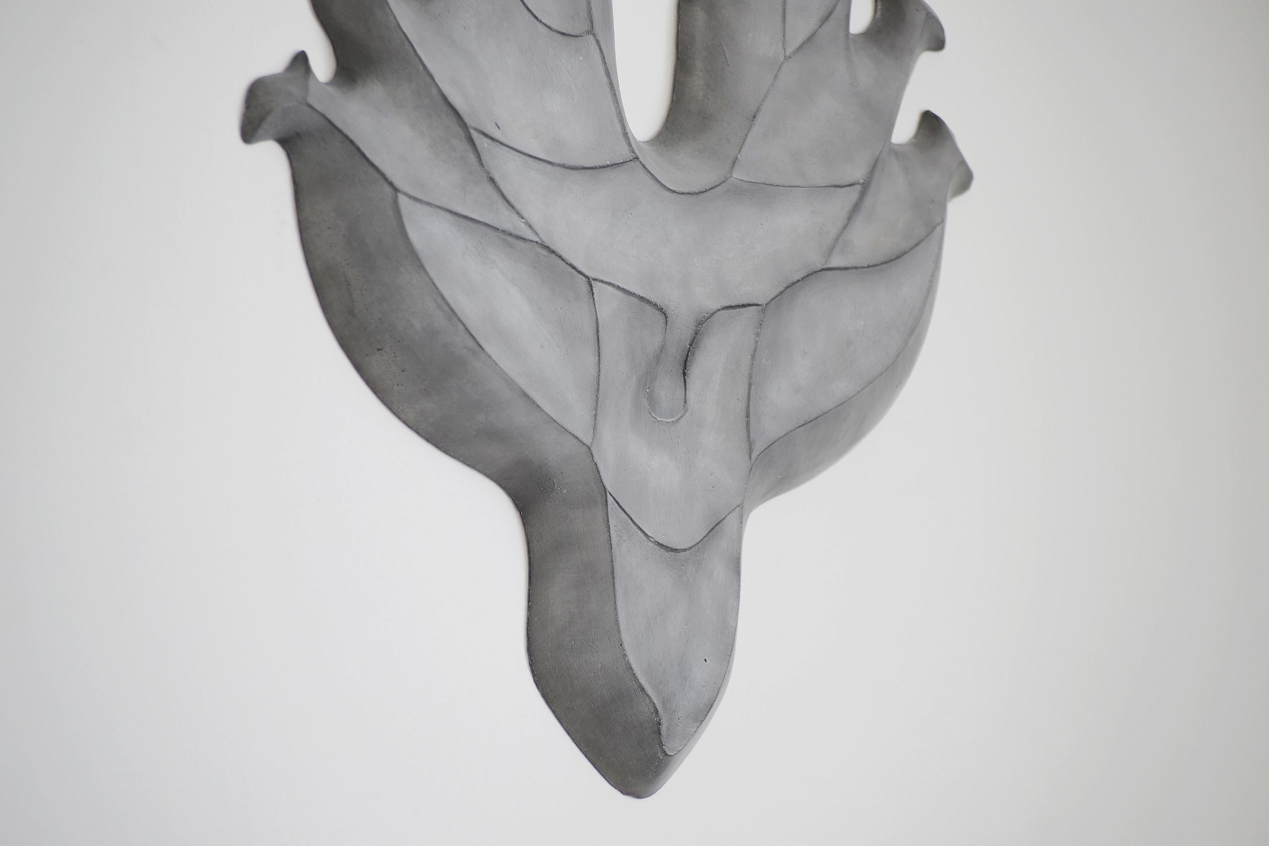 Mask II by Pavlína Kvita - Contemporary wall sculpture, futuristic figure, grey For Sale 3