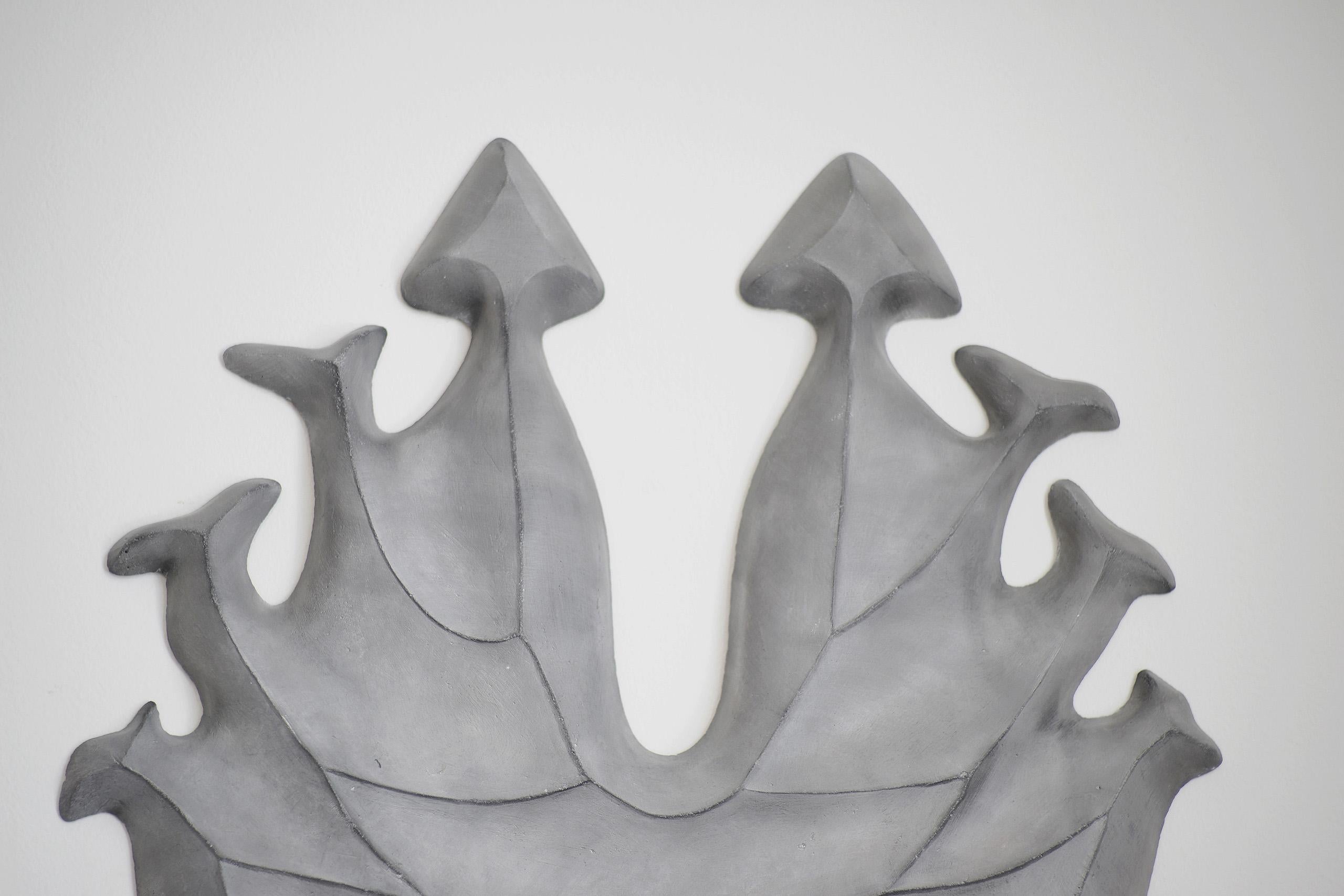 Mask II by Pavlína Kvita - Contemporary wall sculpture, futuristic figure, grey For Sale 5