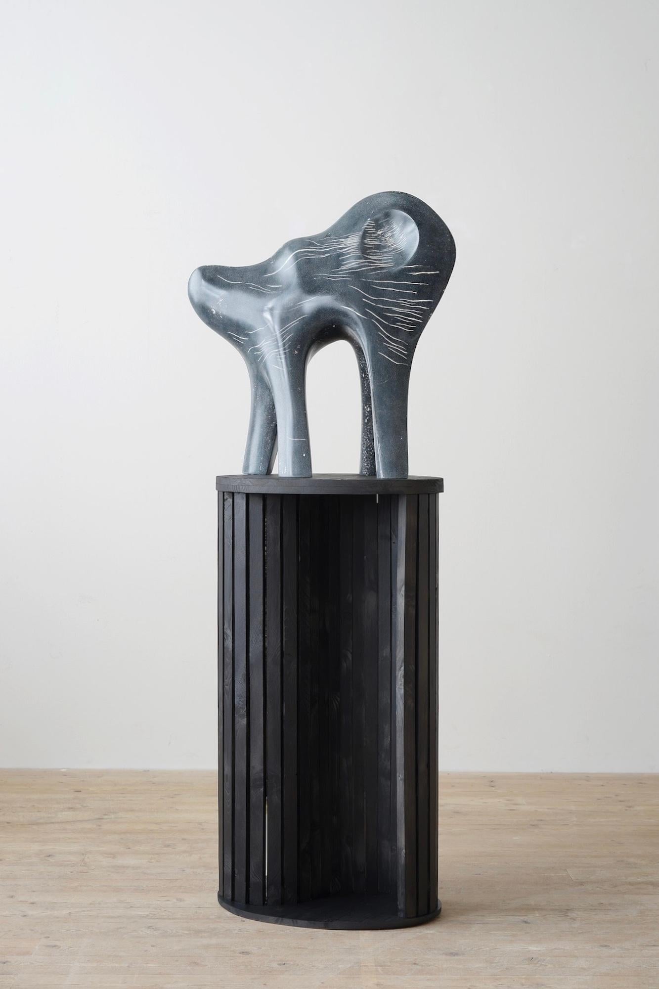 Night Animal est une sculpture unique en pierre artificielle pigmentée et en bois de l'artiste contemporaine Pavlína Kvita. Ses dimensions sont de 175 × 75 × 45 cm (68,9 × 29,5 × 17,7 in), socle en bois compris.
La sculpture est signée et