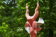 Pillar Phantom by Pavlína Kvita - Contemporary Totem Sculpture, Outdoor Art, Red