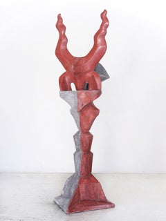 Pillar Phantom by Pavlína Kvita - Contemporary Totem Sculpture, Outdoor Art, Red