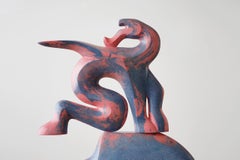 Drago dormiente di Pavlína Kvita - Scultura contemporanea, rossa, blu, astratta