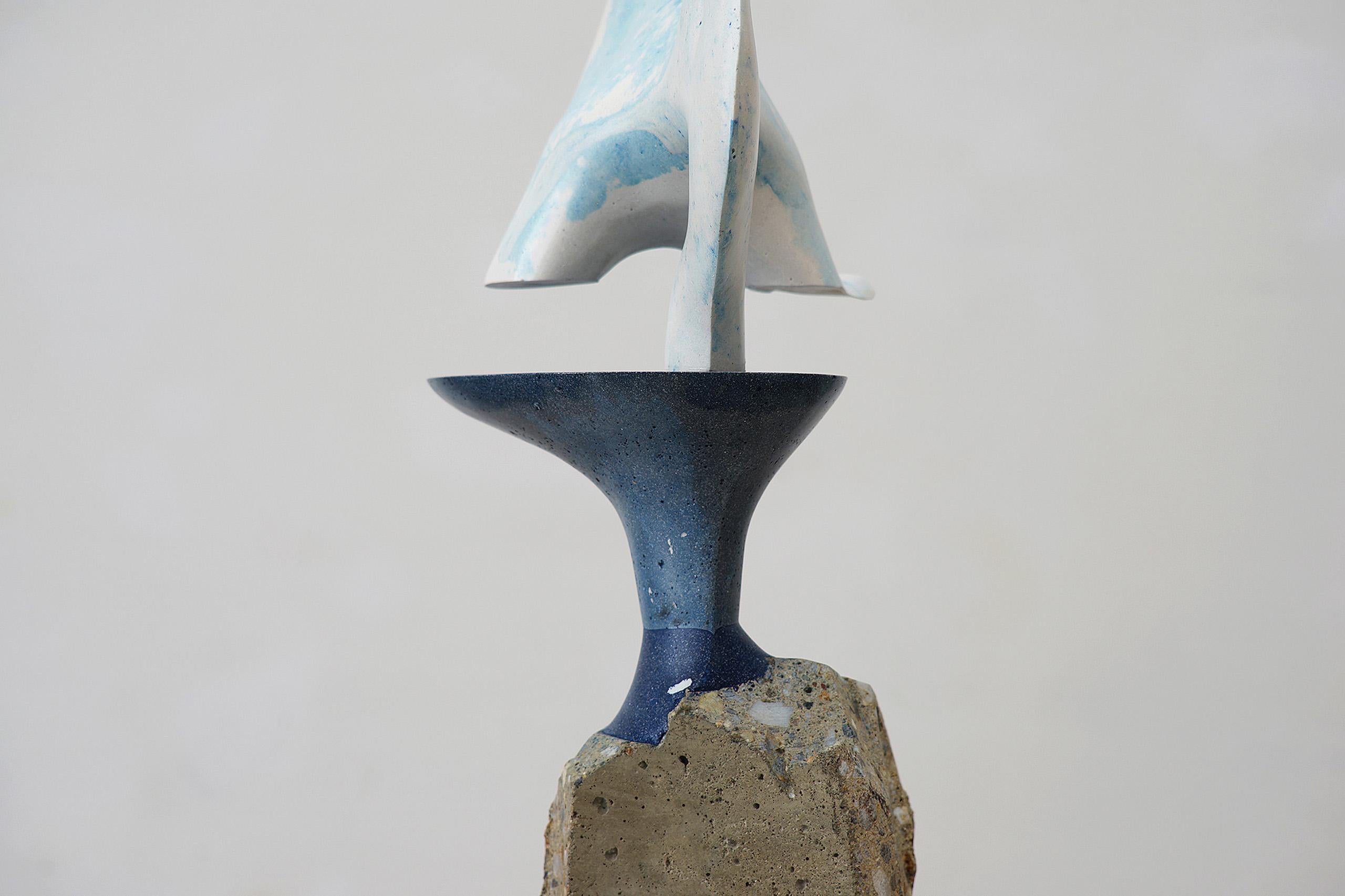 Water Beast by Pavlína Kvita - Contemporary sculpture, unique work, light blue For Sale 9